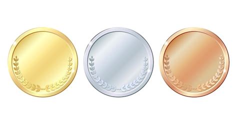 Conjunto de medallas vacías redondas de oro plata y bronce Vector