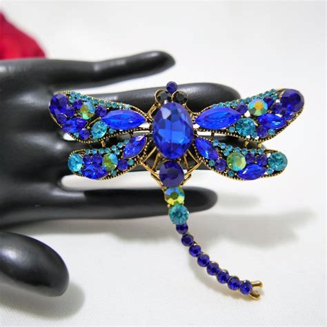 Kenneth Jay Lane Xl Royal Blue Crystal Dragonfly Brooch Catawiki