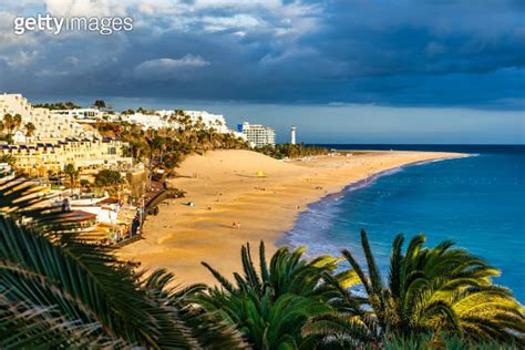 Aerial View Of Beach In Morro Del Jable Town Morro Jable Beach On