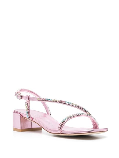 Stuart Weitzman 45mm Rhinestone Leather Sandals Farfetch