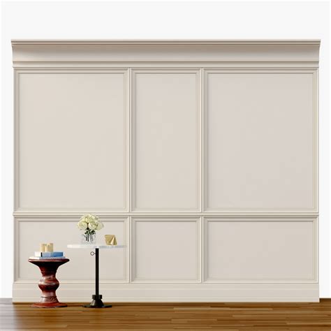 3D Model Wall Molding 2 Boiserie Classic Panels VR AR Low Poly