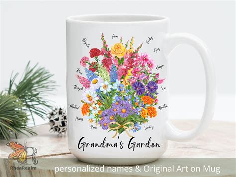 Personalized Birth Flower Mug Birth Month Flower Mug Etsy