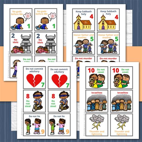 Ten Commandments Matching Game, Bible Elementary Sunday School Activity ...