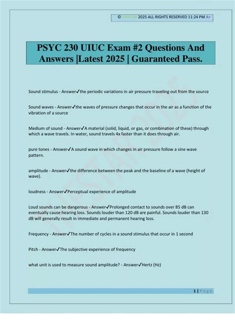 PSYC 230 UIUC Exam #2 Questions And Answers |Latest 2025 | Guaranteed
