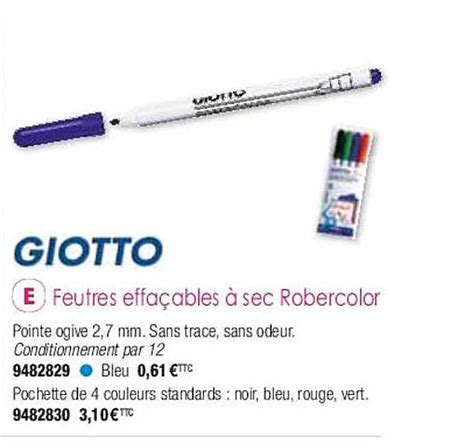 Promo Feutres Effa Ables Sec Robercolor Giotto Chez Plein Ciel