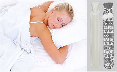 Heyu Lotus 1L Long Hot Water Bottle With Knited Cover Leak Proof Hot Water Bottle Rubber Warm