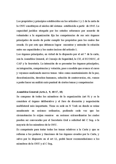 ONU resumen de la carta de la onu Los propósitos y principios