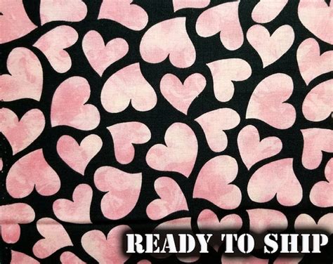 Low Stock Pink Hearts Twist On Black Valentines Day Cotton Fabric Half