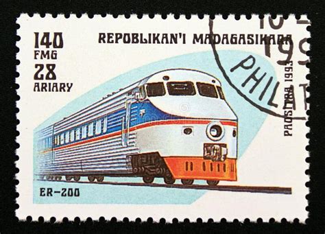 Postage Stamp Madagascar Er Locomotive Editorial Stock Photo