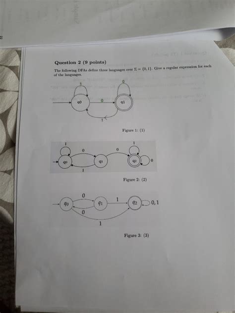 Solved Question 2 9 Points The Following DFAs Define Three Chegg