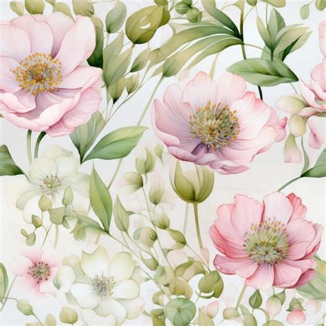 Premium Photo Pink Flowers Seamless Pattern