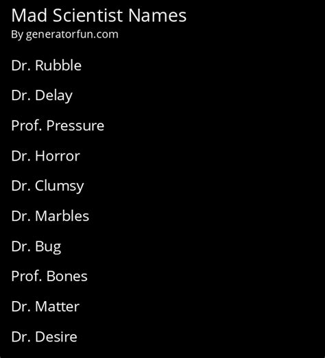 Mad Scientist Name Generator