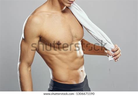 Nude Man Towel His Hand On Stock Photo 1306671190 Shutterstock