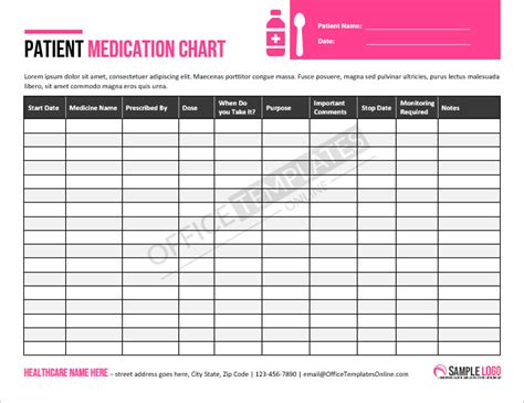 Free Medication Log Chart Templates For Ms Word