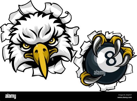 Eagle Pool 8 Ball Billiards Mascot Cartoon Stock Vector Image And Art Alamy