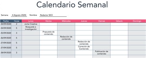 Cómo Hacer Un Calendario Semanal Para Mejorar Tu Productividad Plantilla