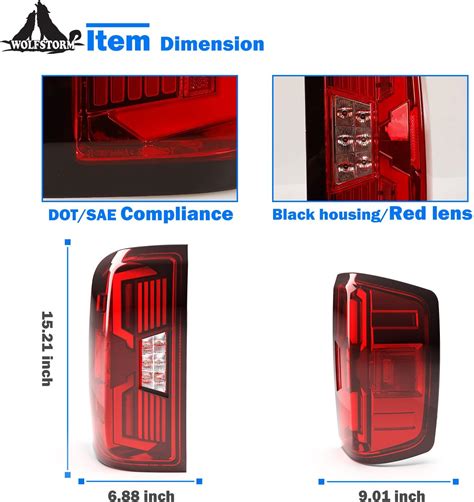 Buy WOLFSTORM LED Tail Light Assembly Fit For 2014 2018 Chevy Silverado