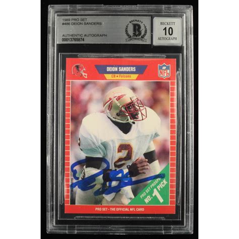 Deion Sanders Signed 1989 Pro Set 486 RC BGS Pristine Auction