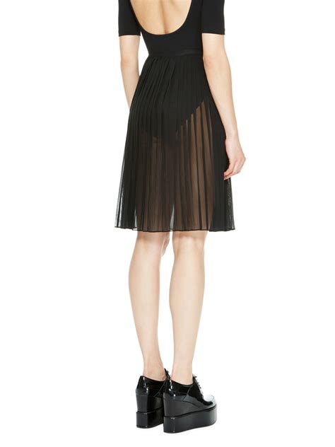 Lyst Dkny Sheer Pleated Skirt In Black