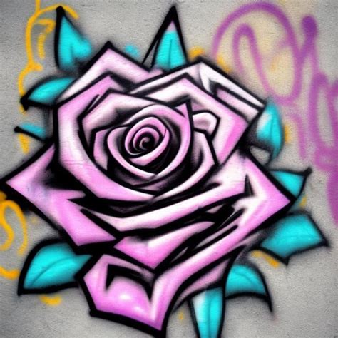 Rose Drawn In Graffiti