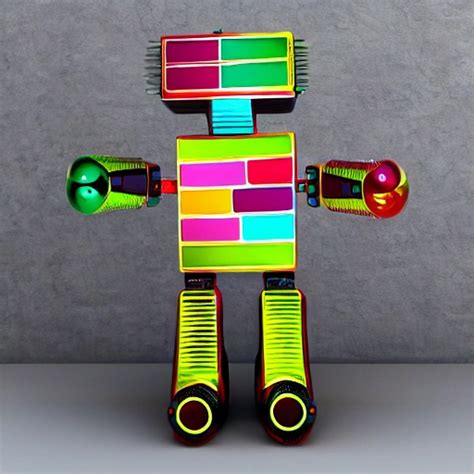 Un Robot Que Se Muestre Como Un Dios Con Un Hermoso Multicolor