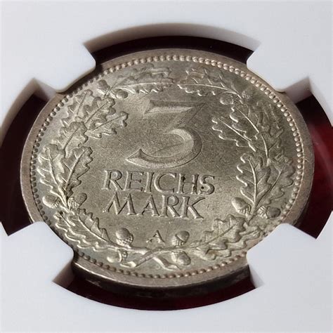 Weimarer Republik Germany Deutschland 3 Mark 1931 A Kursmünze Oak Leaf