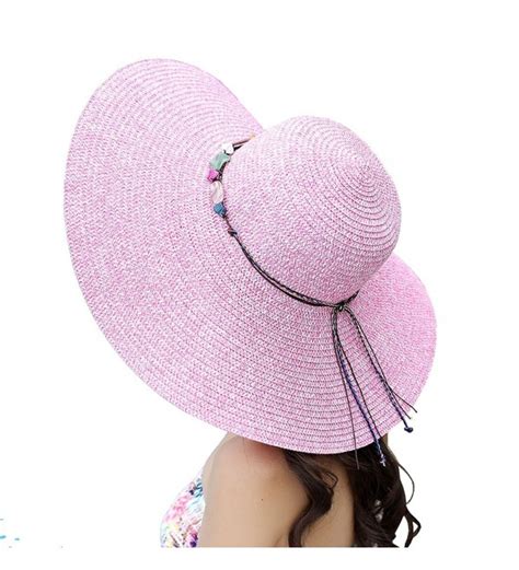 Women S Large Wide Brim Caps Foldable Summer Outdoor Beach Sun Straw