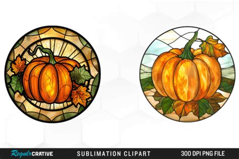 Watercolor Stained Glass Pumpkin Clipart Graphic By Regulrcrative