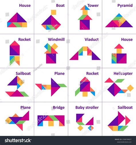 Tangram Puzzle Kids Set Tangram Objects Stock Vector (Royalty Free ...
