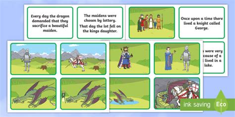 Saint George And The Dragon Story Matching Sequencing Cards