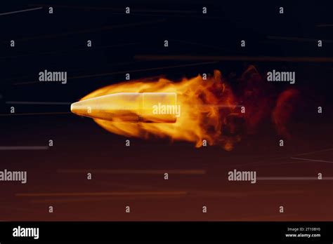 Realistic Flying Bullet In Slow Motion Slowly Moving Orange Turbulent