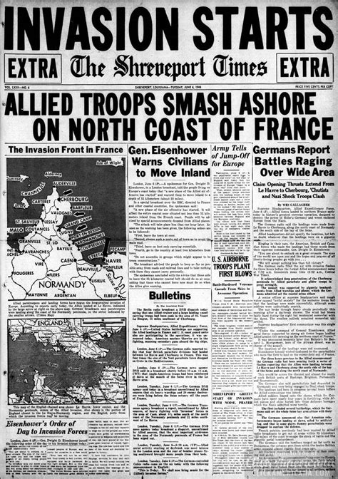 Wwii Newspaper Headlines From The D Day Invasion Of France 1944