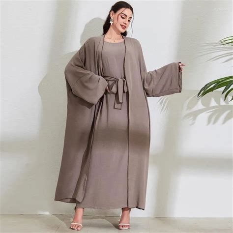 Ropa Étnica 2024 Diseño Abaya Sets Musulmanes Vestido De Abrigo Para