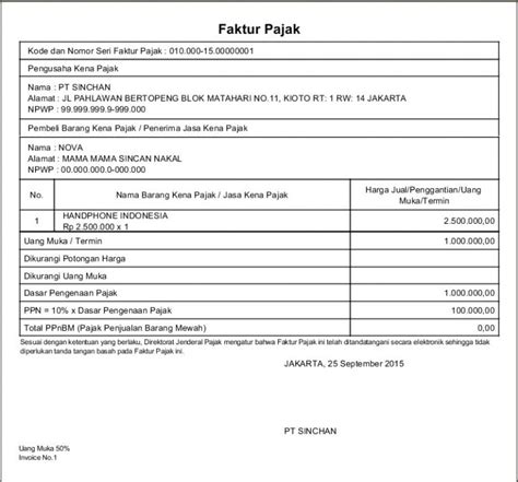 Kreatif Contoh Faktur Uang Muka Penjualan Untuk Ide Format Invoice