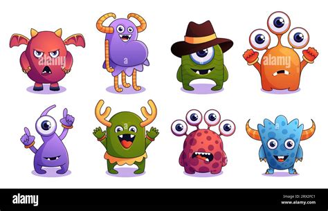 Funny Monster Collection Cute Comic Monster Faces Funny Expressions