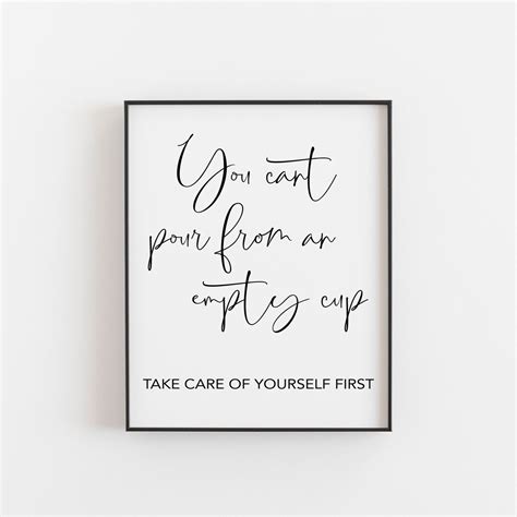 Self Care Quote You Cant Pour From An Empty Cup Healing Quote