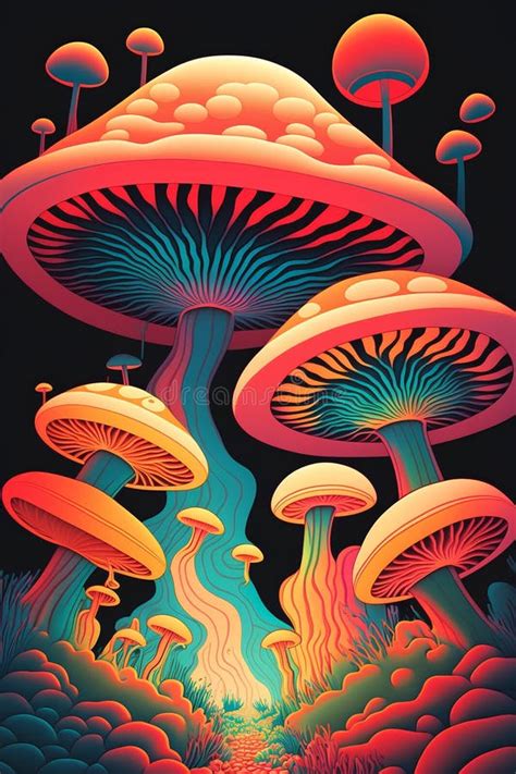 Mushroom Forest. Colorful Vector Illustration in Cartoon Style Stock ...