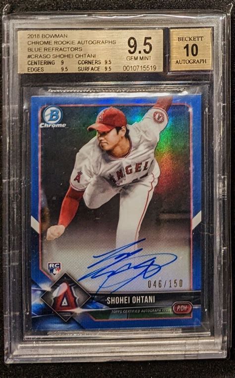 Bowman Shohei Ohtani Blue Chrome Refractor Auto Rc Rookie