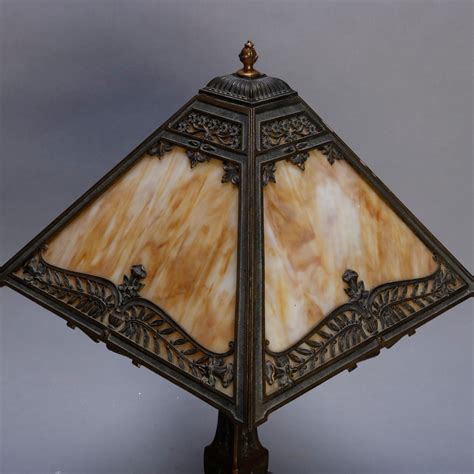 Antique Arts And Crafts Pittsburgh Slag Glass Table Lamp Circa 1920 At