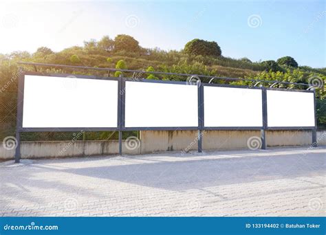 Four Billboards Four Blank Frame Billboard Mockup Stock Photo Image