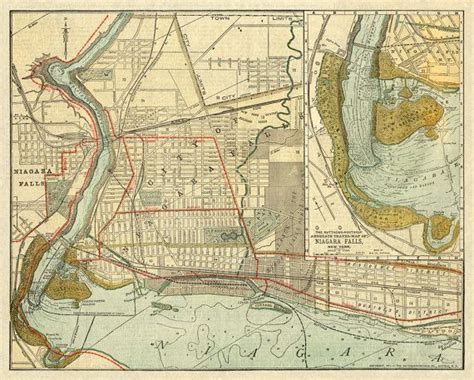 Niagara Falls Map Map Of Niagara Falls Old City Map Print Etsy