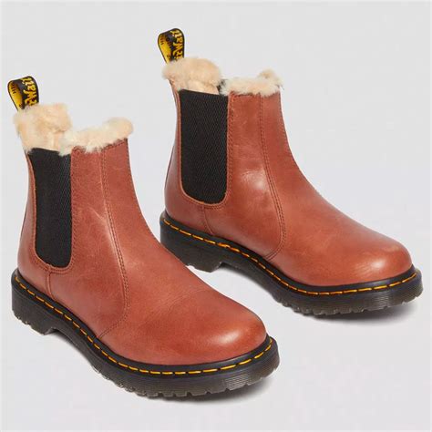 Leonore Dr Martens Faux Fur Chelsea Boots In Tan