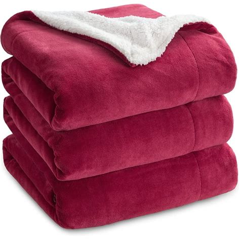 Bedsure Heavy Winter Flannel Sherpa Fleece Queen Blanket Thick Warm