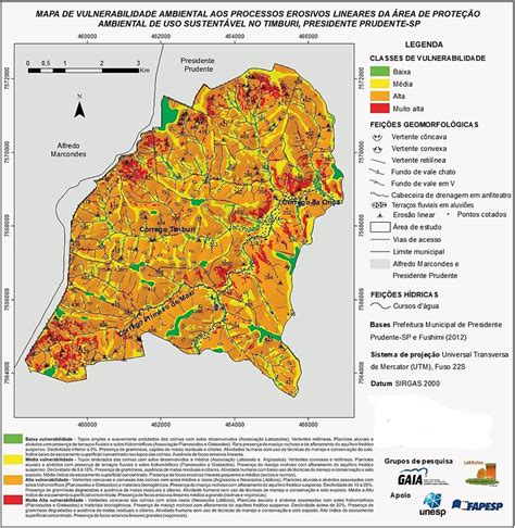 Mapa De Vulnerabilidade Ambiental Aos Processos Erosivos Lineares Da