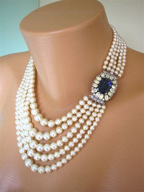 Pearl Necklace Mother Of The Bride Great Gatsby Jewelry Statement