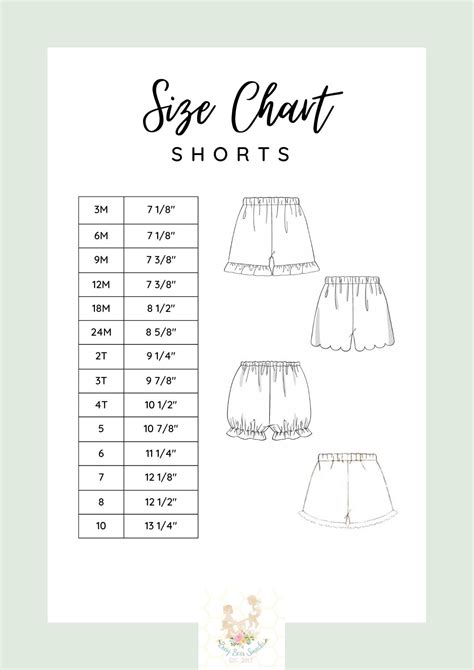 Girls Shorts Size Chart – Busy Bee Smocks!