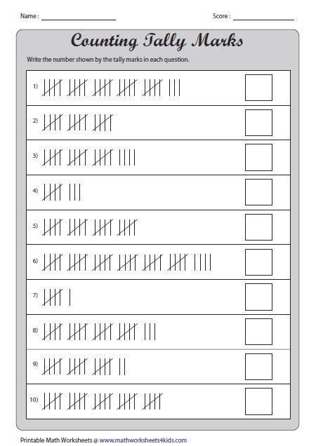 Tally Marks Worksheets