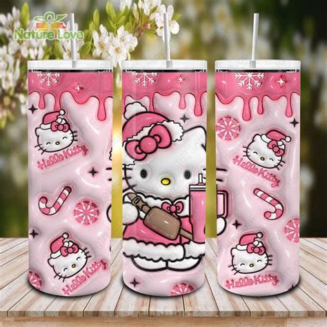 Hello Kitty Dripping Tumbler 3d Pink Christmas 20oz Skinny Tumbler