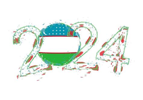 Premium Vector 2024 Year In Grunge Style With Flag Of Uzbekistan