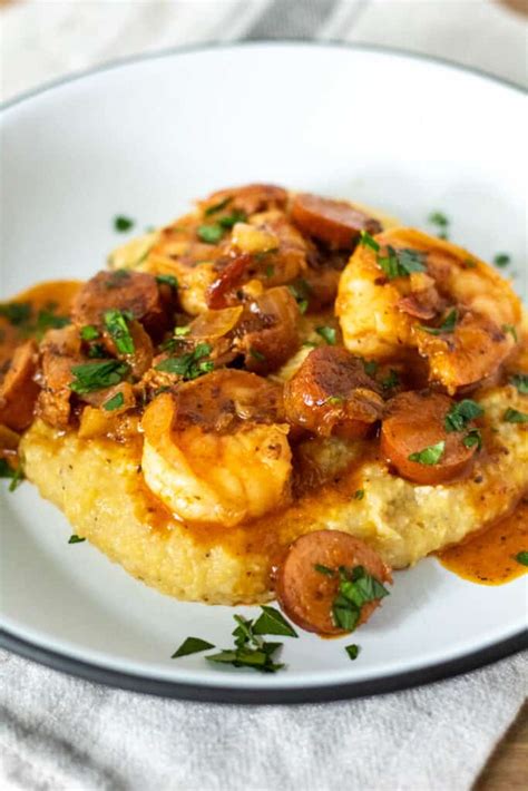 Southern Shrimp And Grits With Andouille Sausage The Hungry Bluebird